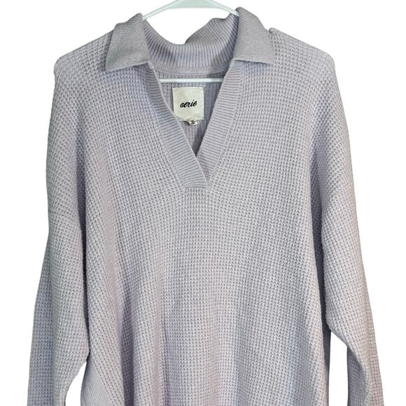Aerie Lavender Purple Waffle Knit Oversized Sweater Size S - Picture 3 of 6